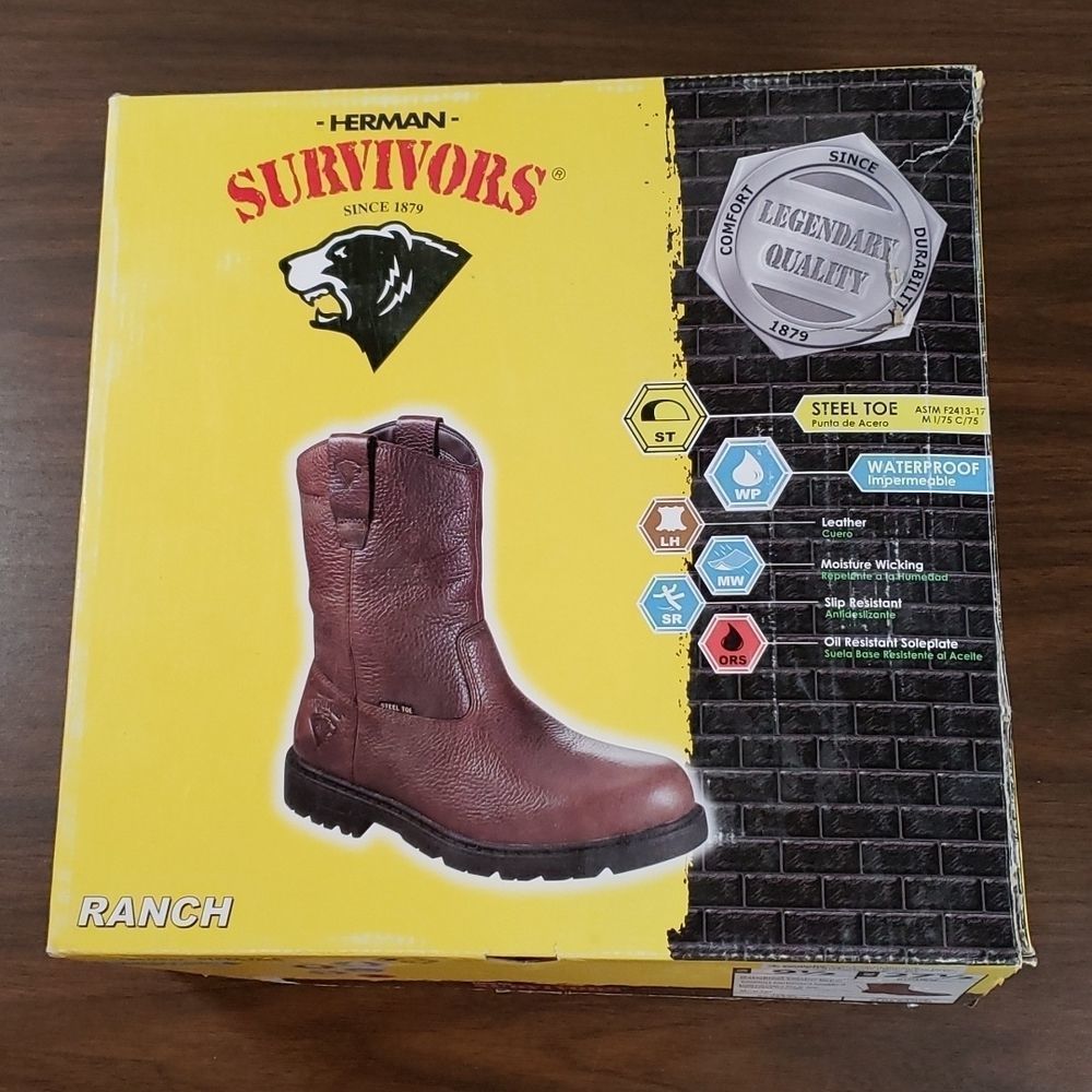 NEW IN BOX Herman Survivors Ranch Waterproof,Leather,SteelToe Work Cowboy‎ Boots